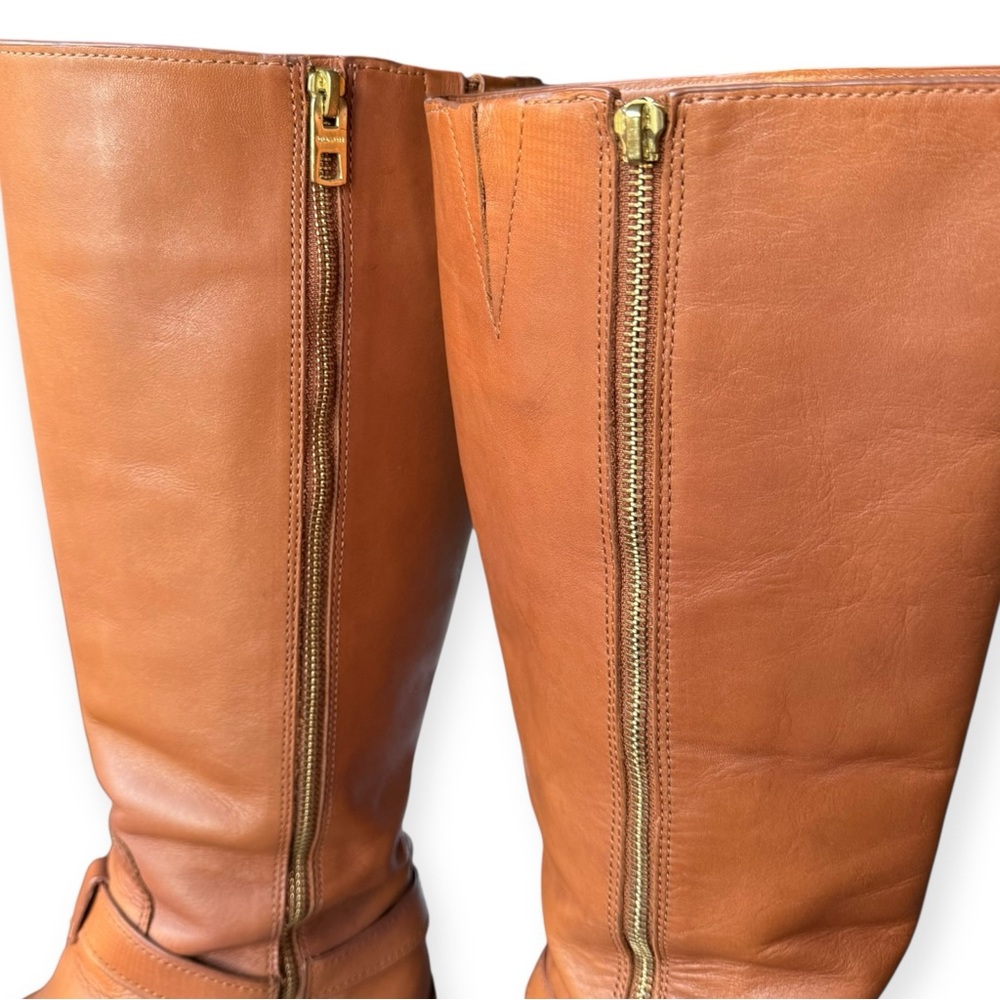 COACH Saddle Brown California Calf Leather Boots with Signature Gold Buckles, 9M - Picture 10 of 16